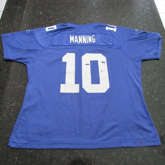 Vintage Reebok on Field Womens NFL NY Eli Manning #10 XL Blue w/ White Jersey - Picture 7 of 16